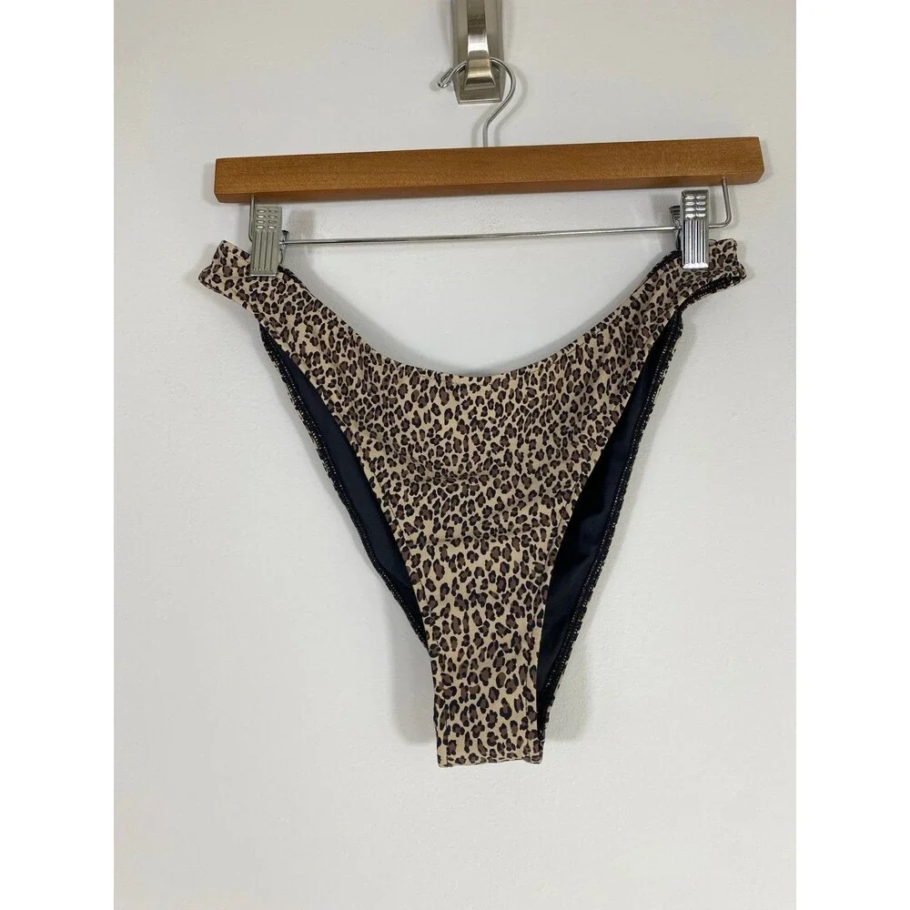 Frankies Bikinis Dove Baby Leopard Print Bikini Bottoms – Size XL